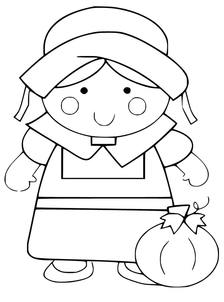 Pilgrim Girl and Pumpkin