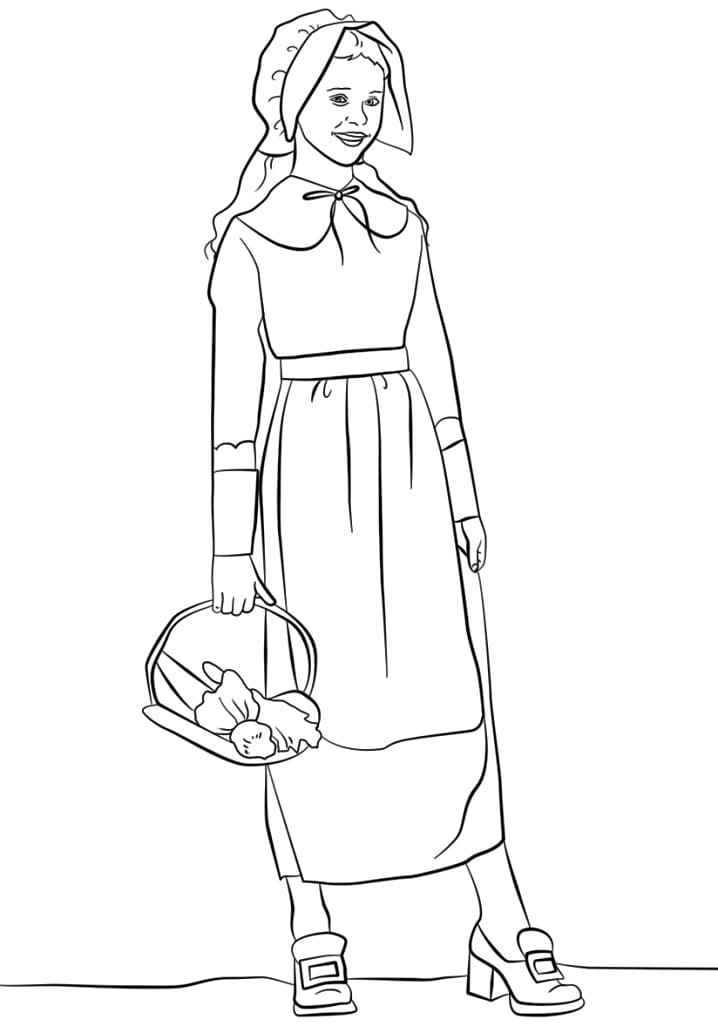 Pilgrim Girl Coloring Page Free Printable Coloring Pages for Kids