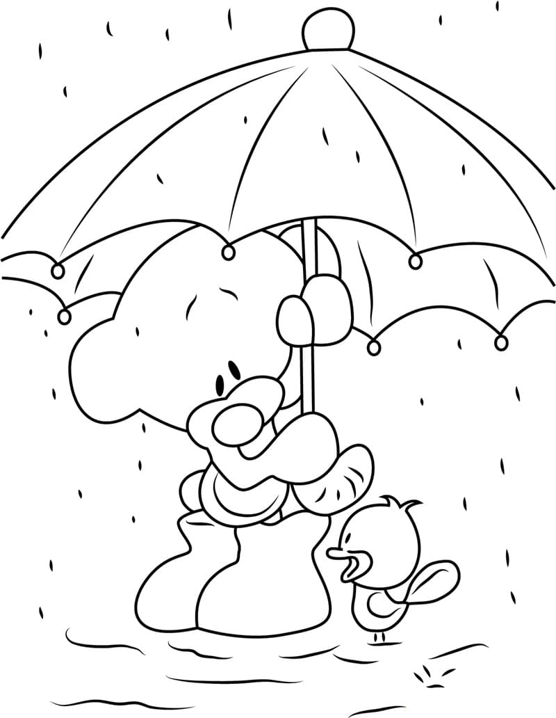 Раскраска дождик и зонтик