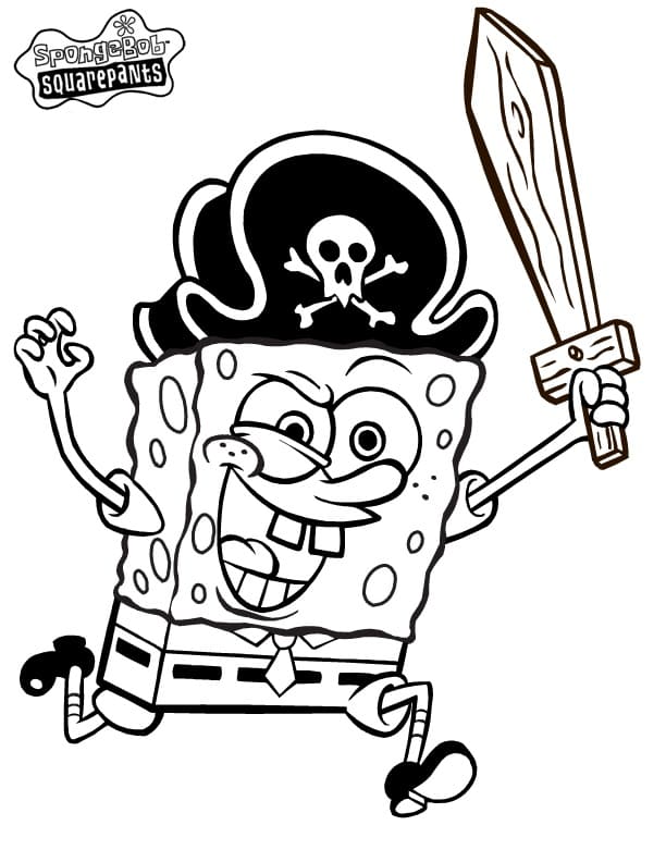 Pirate SpongeBob Coloring Page - Free Printable Coloring Pages for Kids