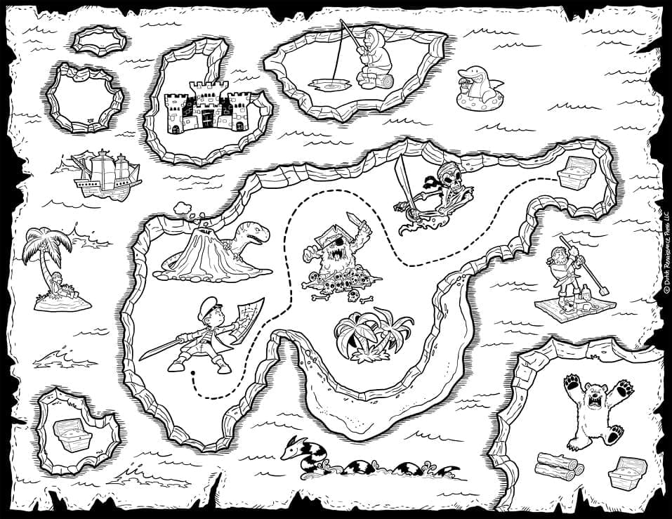 Treasure Map Coloring Page