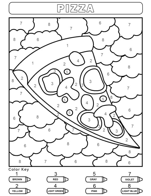 Pizza for Kindergarten Color by Number