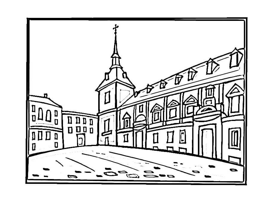 Plaza Mayor Square Coloring Page - Free Printable Coloring Pages for Kids