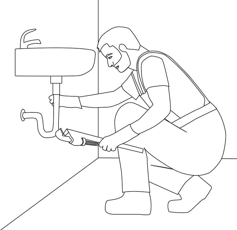 Plumber Working Coloring Page - Free Printable Coloring Pages for Kids