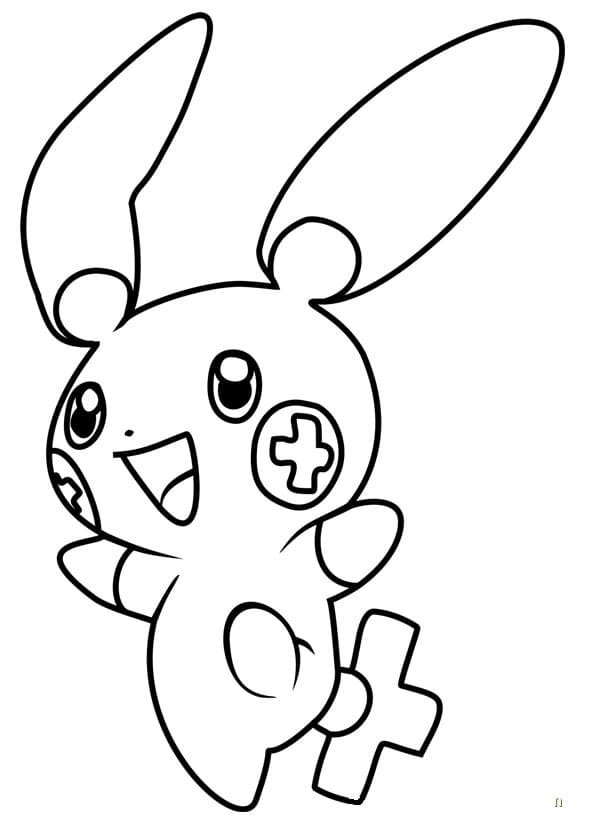 Happy Plusle Pokemon Coloring Page - Free Printable Coloring Pages for Kids