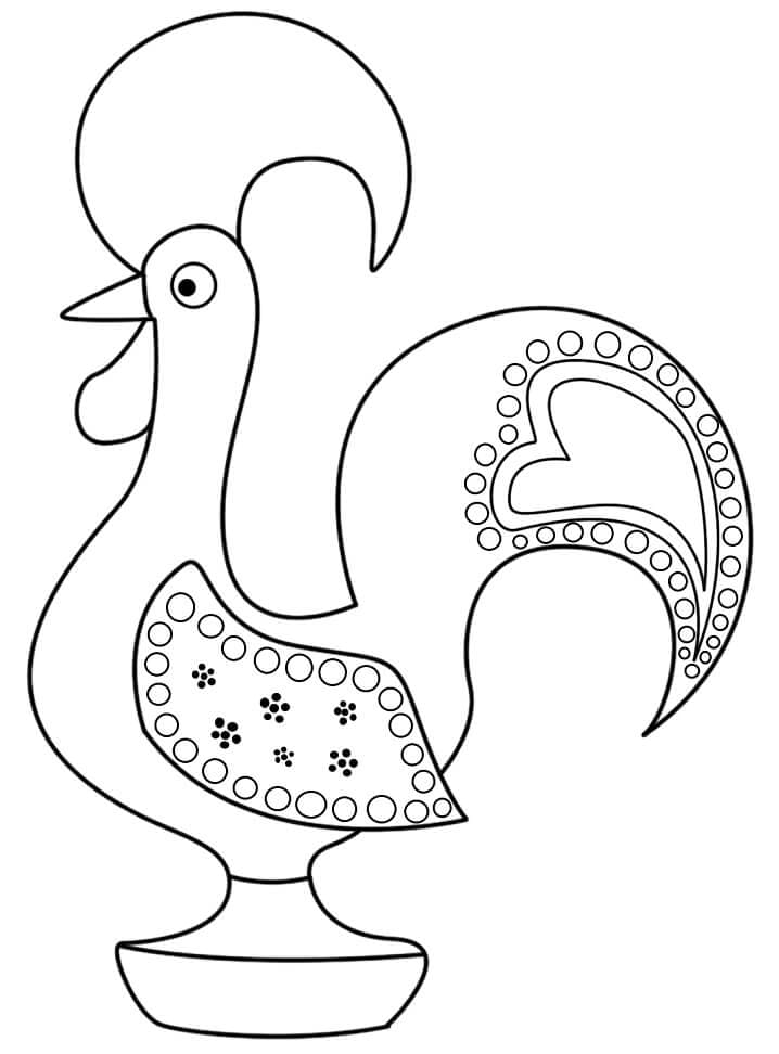 Portuguese Rooster 3 Coloring Page - Free Printable Coloring Pages for Kids