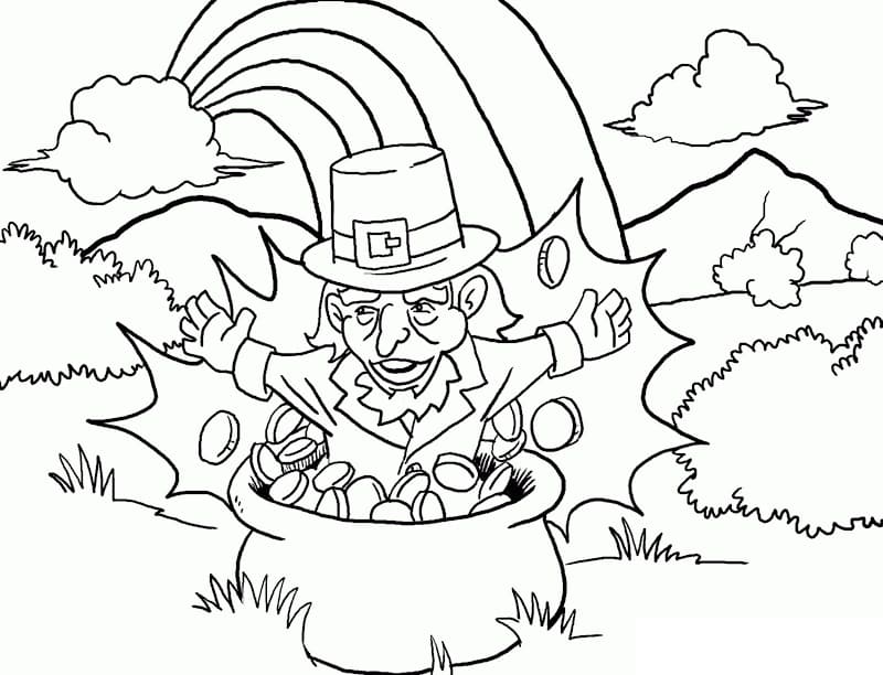 Rainbow And Pot Of Gold Coloring Pages