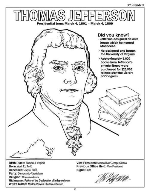 President Thomas Jefferson Free Printable