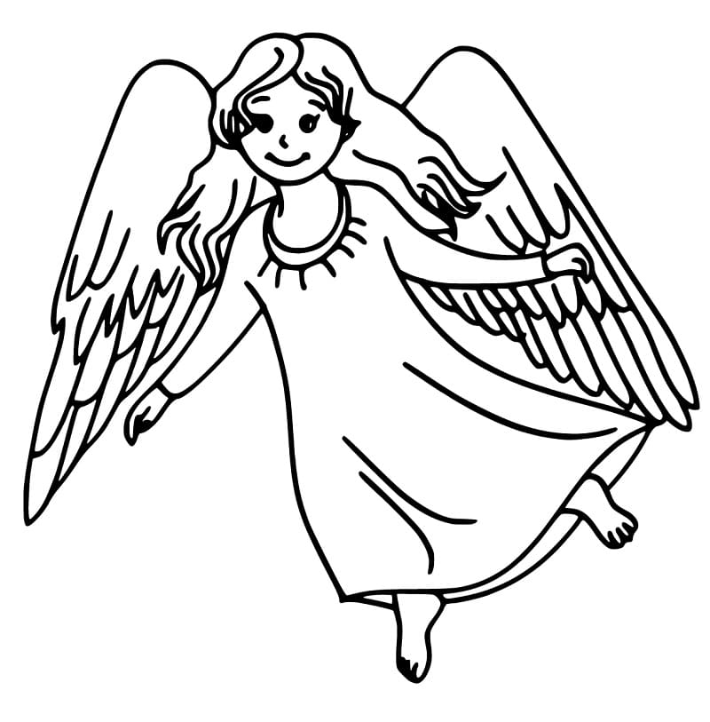 Cute Christmas Angel Coloring Page - Free Printable Coloring Pages for Kids