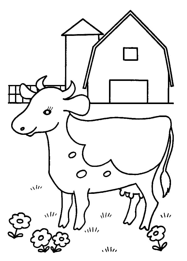 Cute Animated Cow Coloring Pages