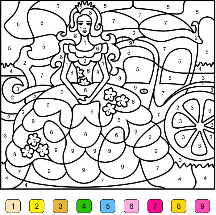 Princess Smiling Color by Number Coloring Page - Free Printable