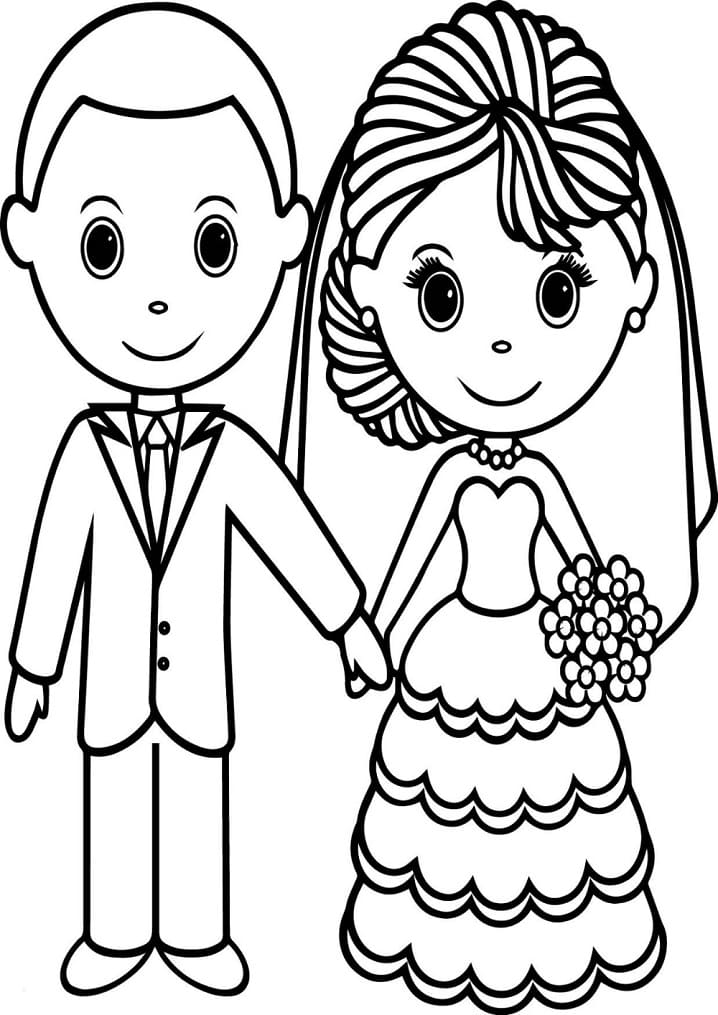 coloring pages of bride and groom