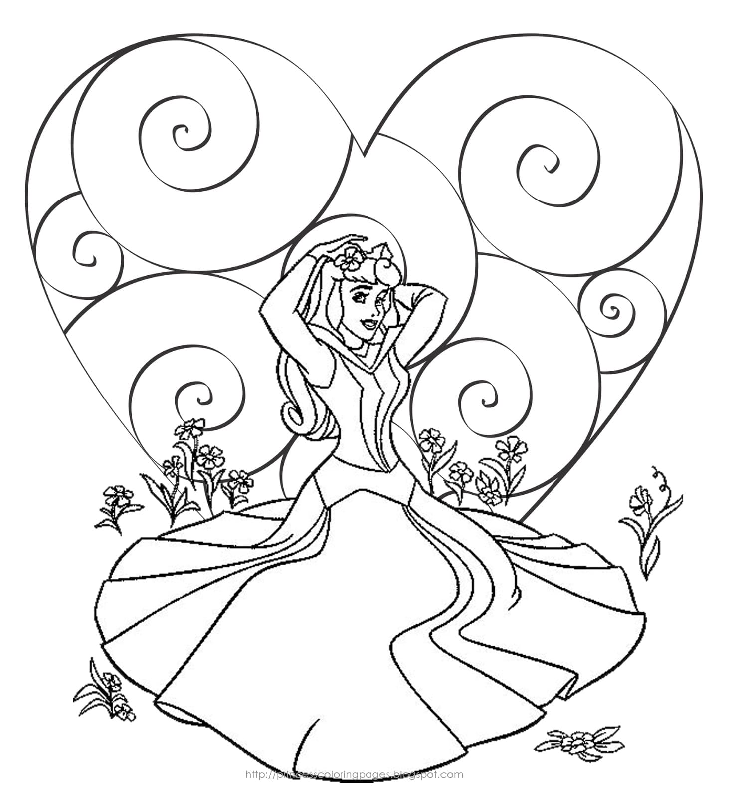 Princess Disney Valentine Coloring Page   Free Printable Coloring ...