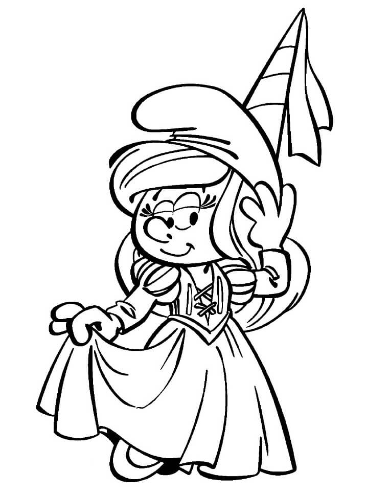 Princess Smurfette Coloring Page - Free Printable Coloring Pages for Kids