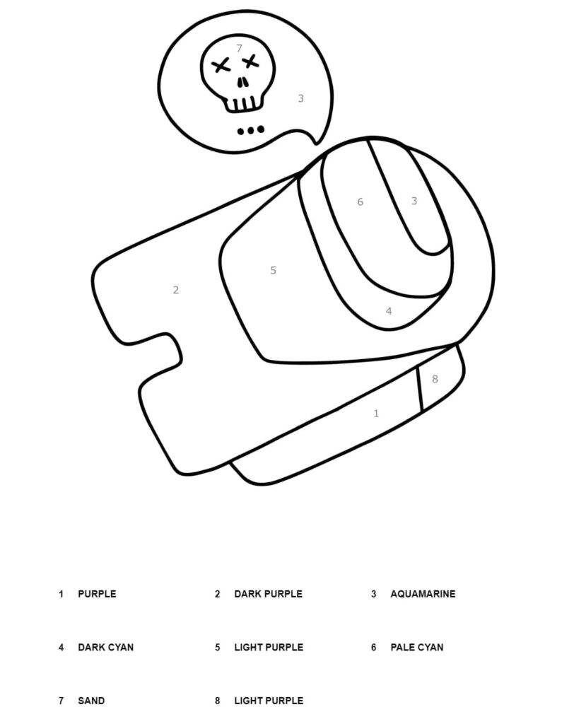 Print Among Us Color by Number Worksheet