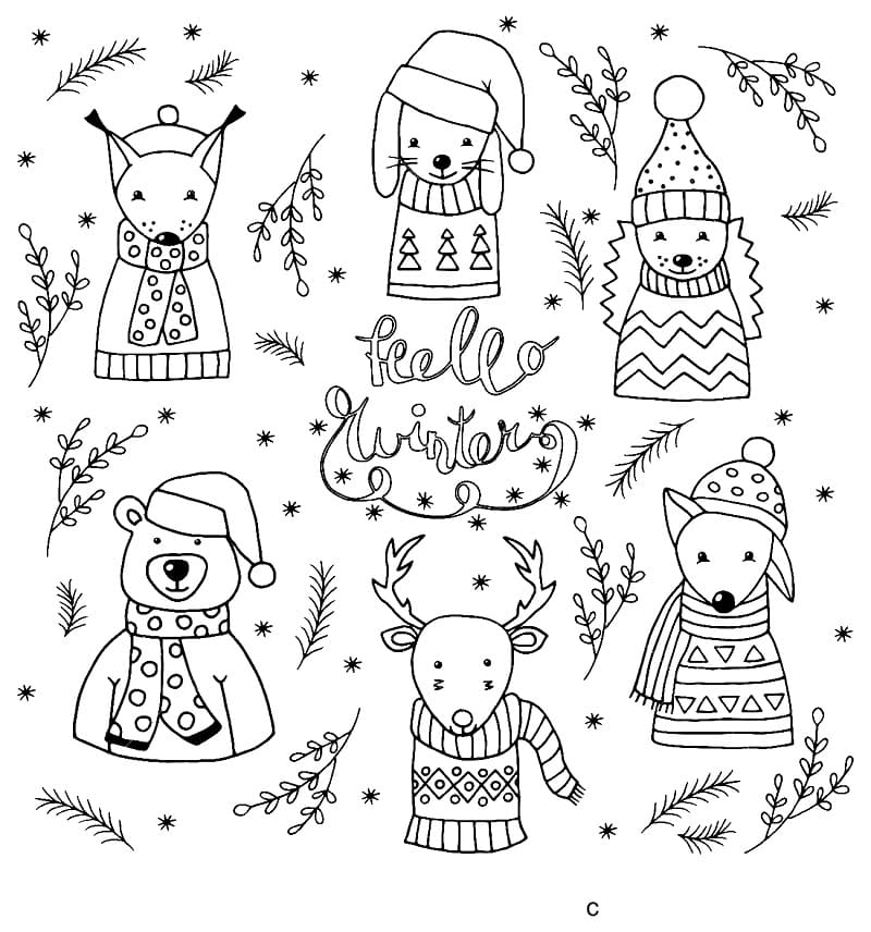 Christmas Animals Coloring Pages - Free Printable Coloring Pages for Kids