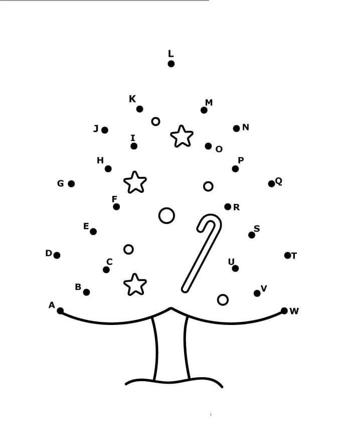 Print Christmas Tree Dot to Dots