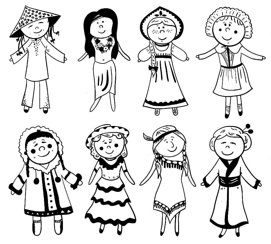 Coloring Pages Of Multi Cultural Kids