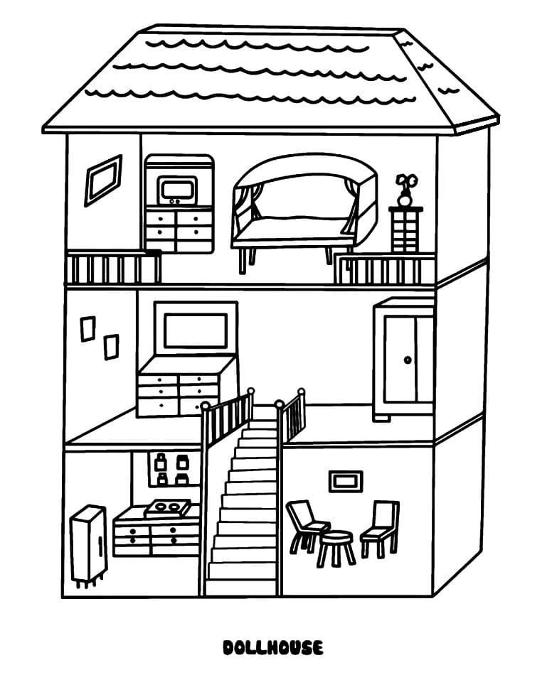 Free Printable Dollhouse Coloring Page Free Printable Coloring Pages