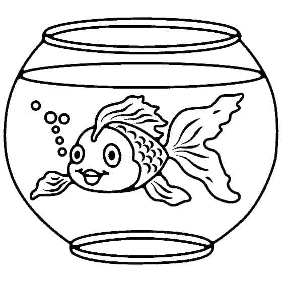 coloring page of a fish bowl