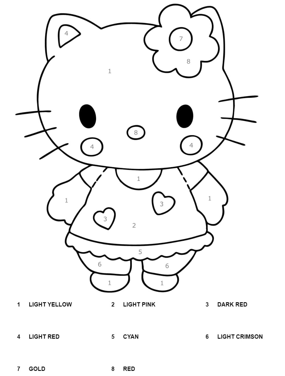 Print Hello Kitty Color By Number