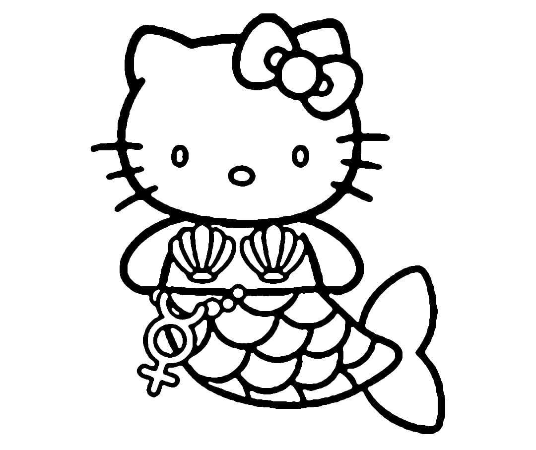 Print Hello Kitty Mermaid Coloring Page 