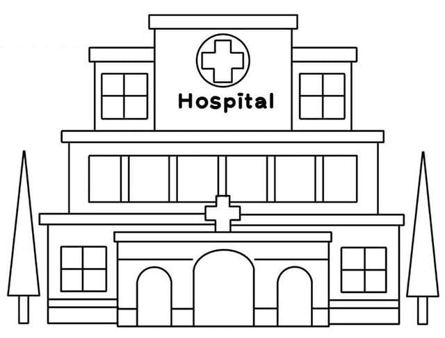 hospital building coloring page