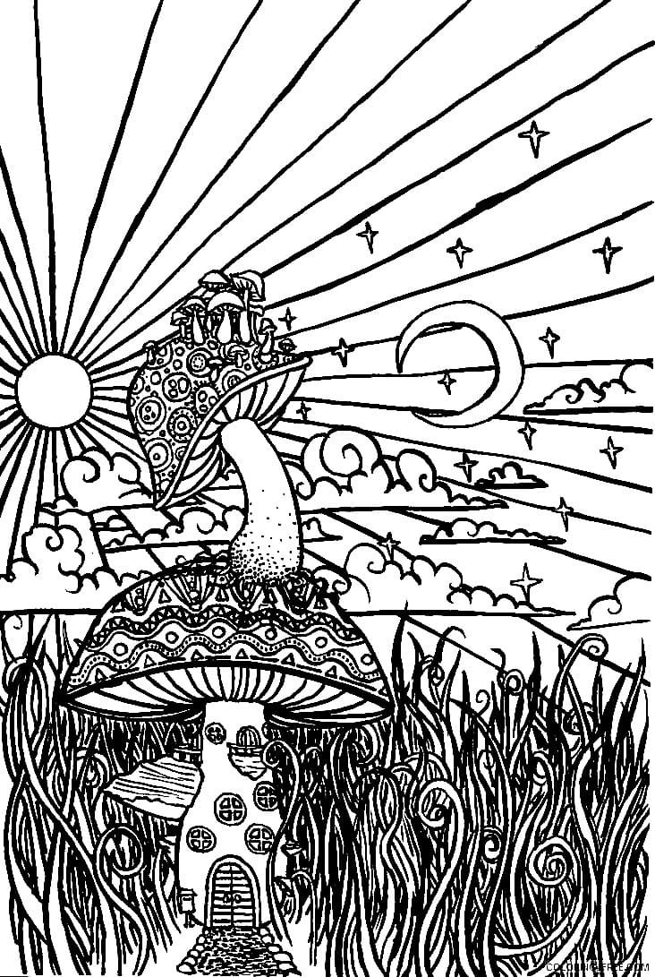 Psychedelic Mushroom Coloring Pages