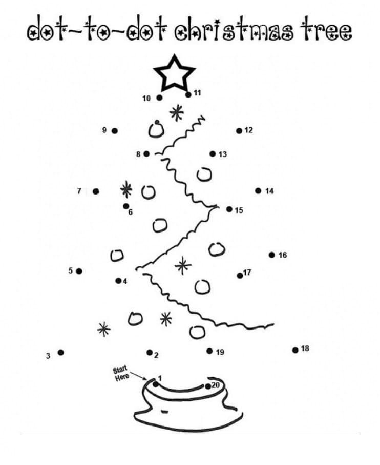 Printable Christmas Tree Dot To Dots Coloring Page Free Printable 