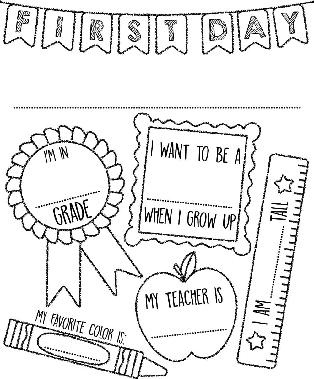 First Day Of School Printable Coloring Pages