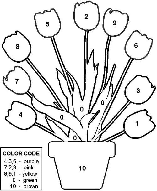 Printable Flowers Color By Number Coloring Page Free Printable Coloring Pages For Kids