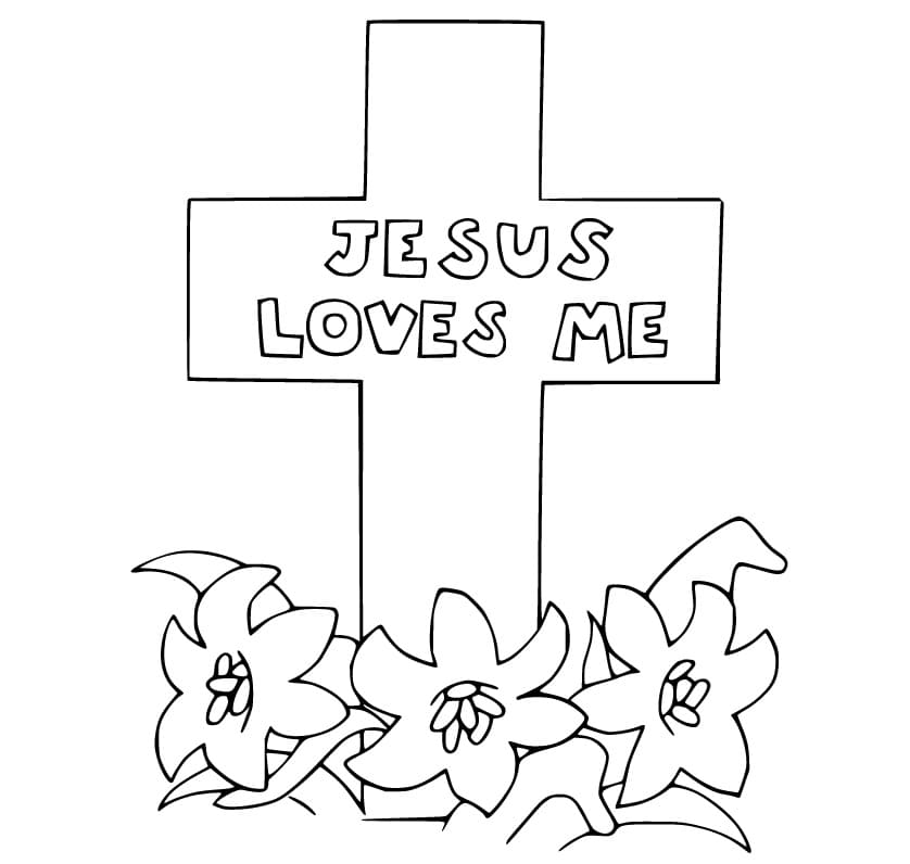 jesus loves me cross coloring page