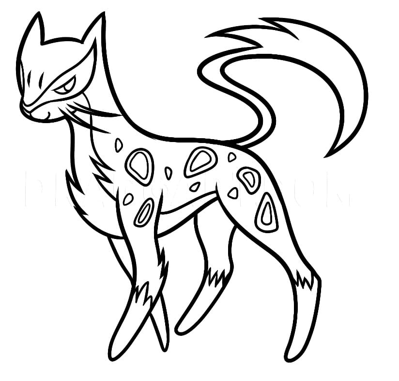 liepard coloring page in black and white pokemon