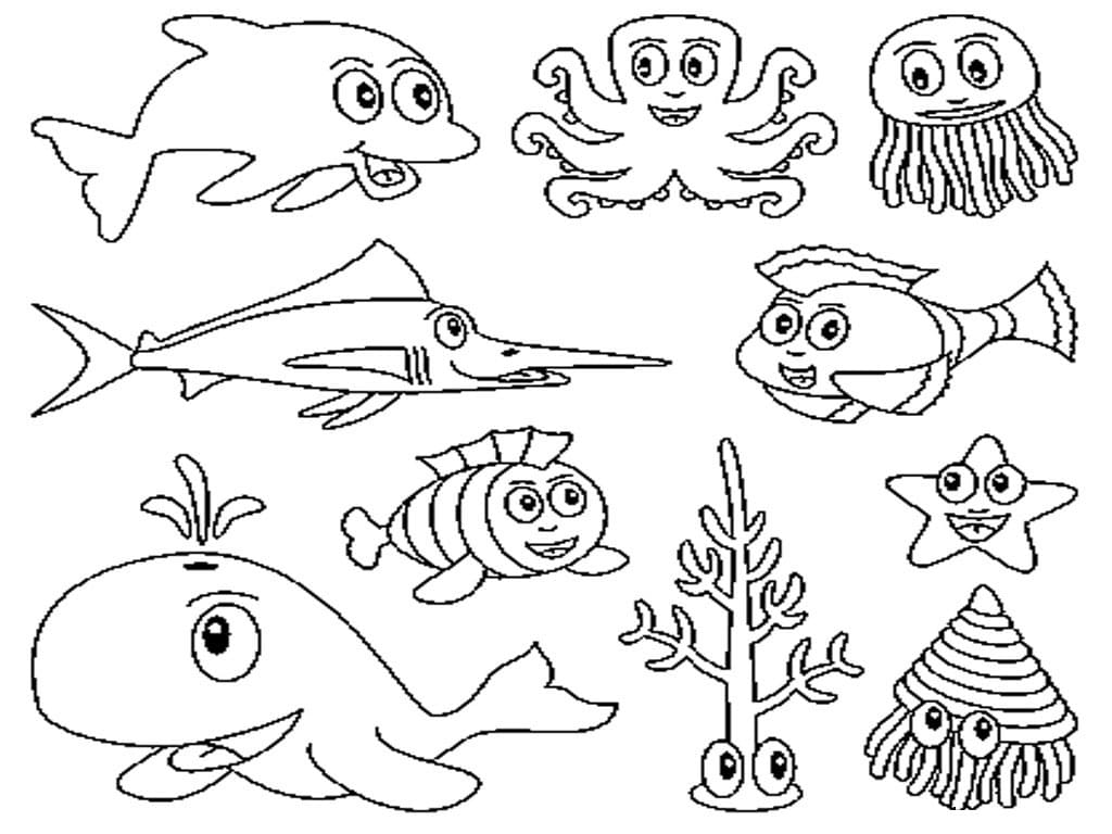 Printable Ocean Animals Coloring Page - Free Printable Coloring Pages for  Kids