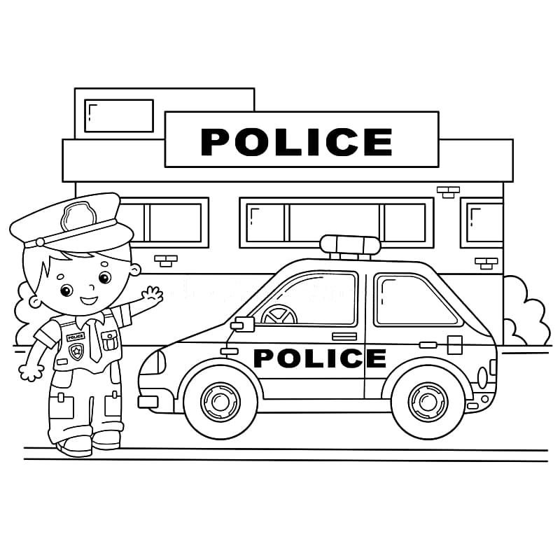 Premium Vector  Police station coloring page for kids