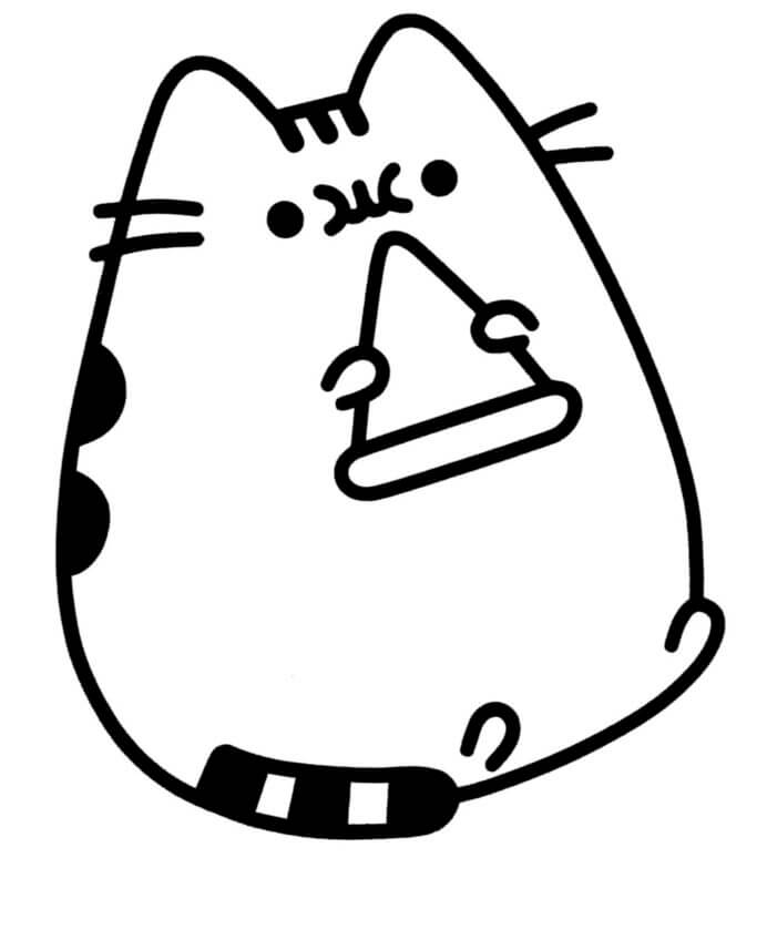 Pusheen With Ice Cream Coloring Page - Free Printable Coloring Pages