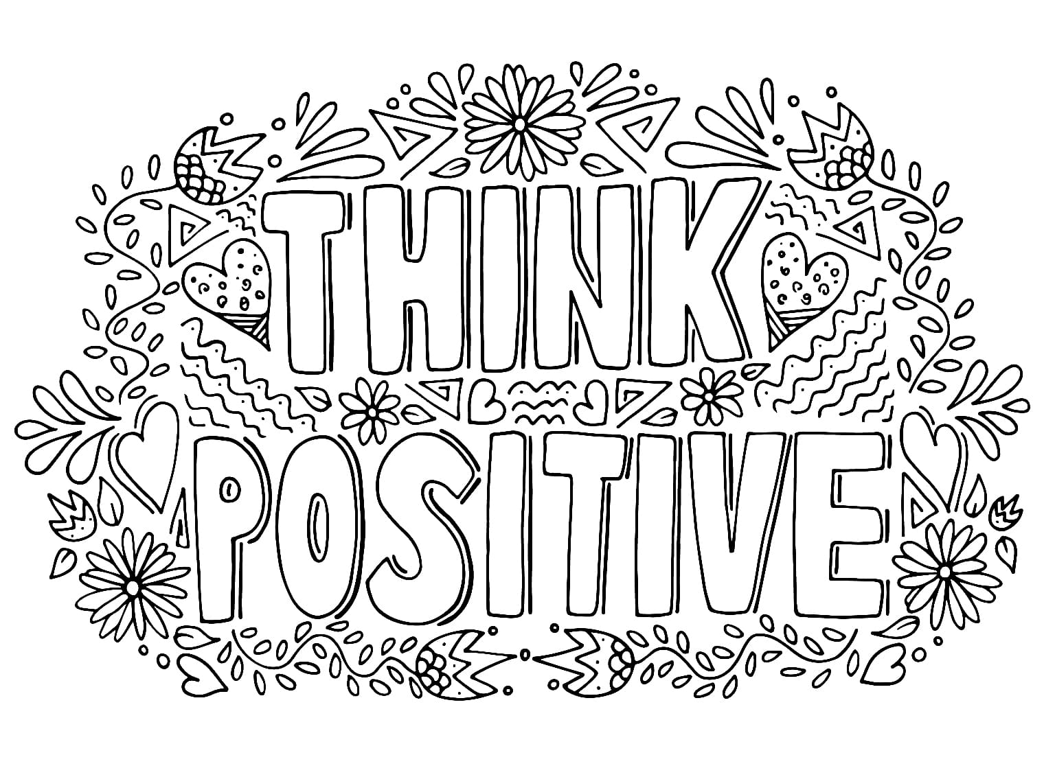 Printable Think Positive Coloring Page   Free Printable Coloring ...