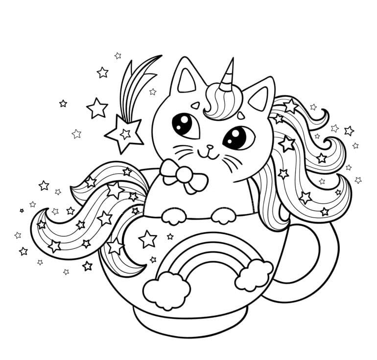 Unicorn Cat Coloring Pages Free Printable