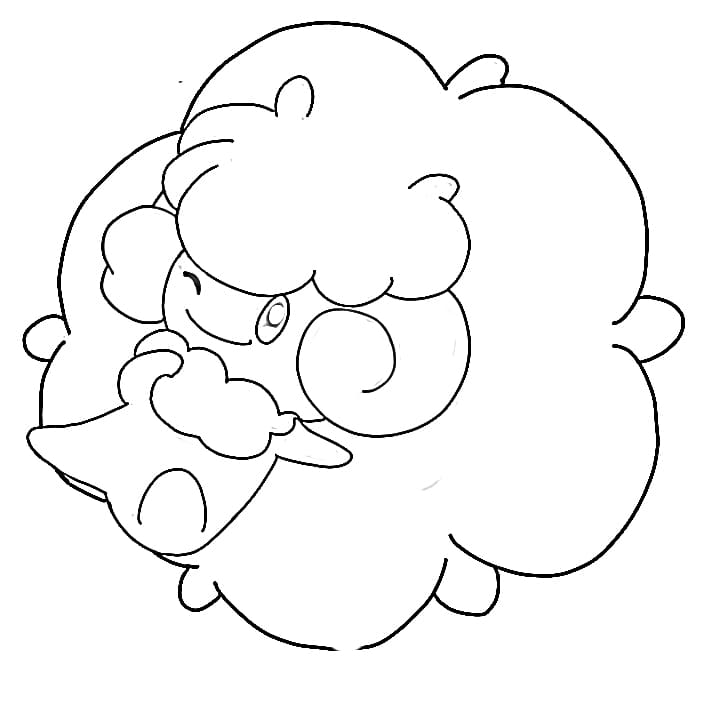 whimsicott coloring page in black and white pokemon