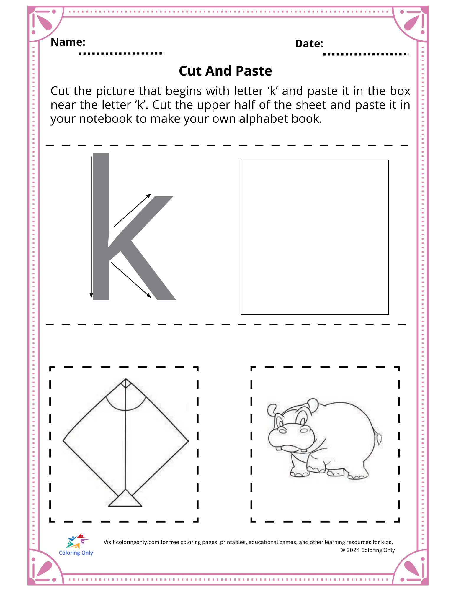 Cut And Paste Free Printable Worksheet