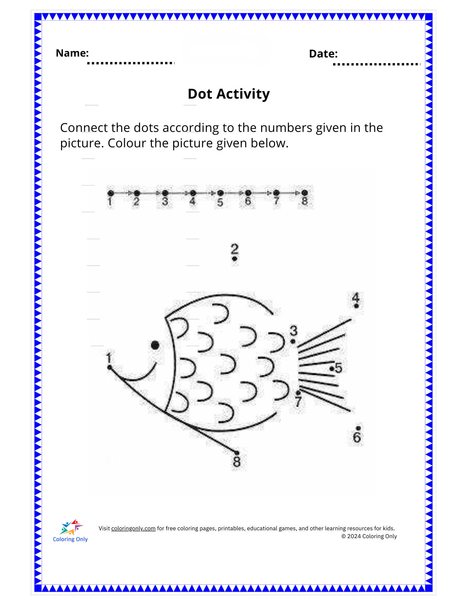 Dot Activity Free Printable Worksheet