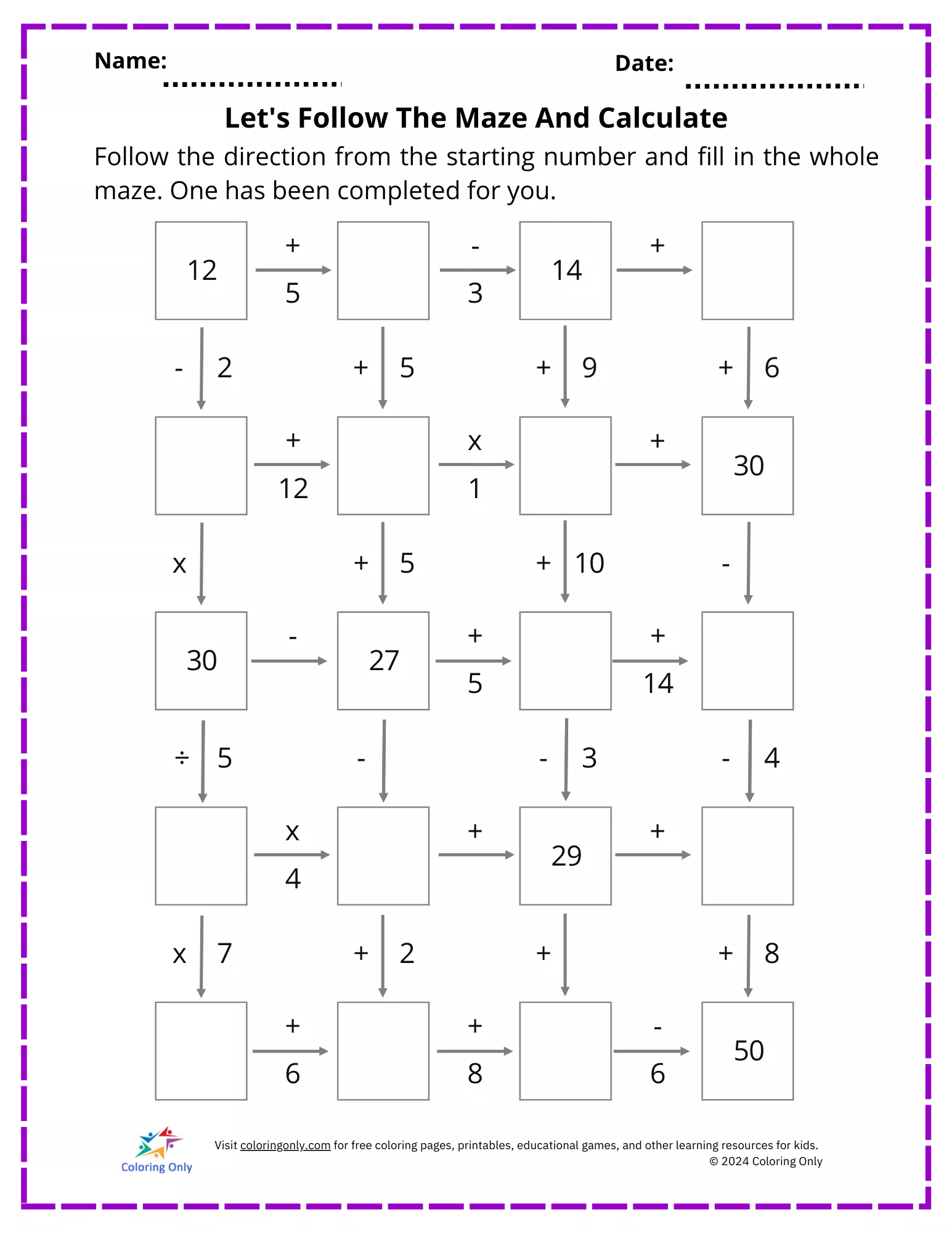 Printable worksheet template