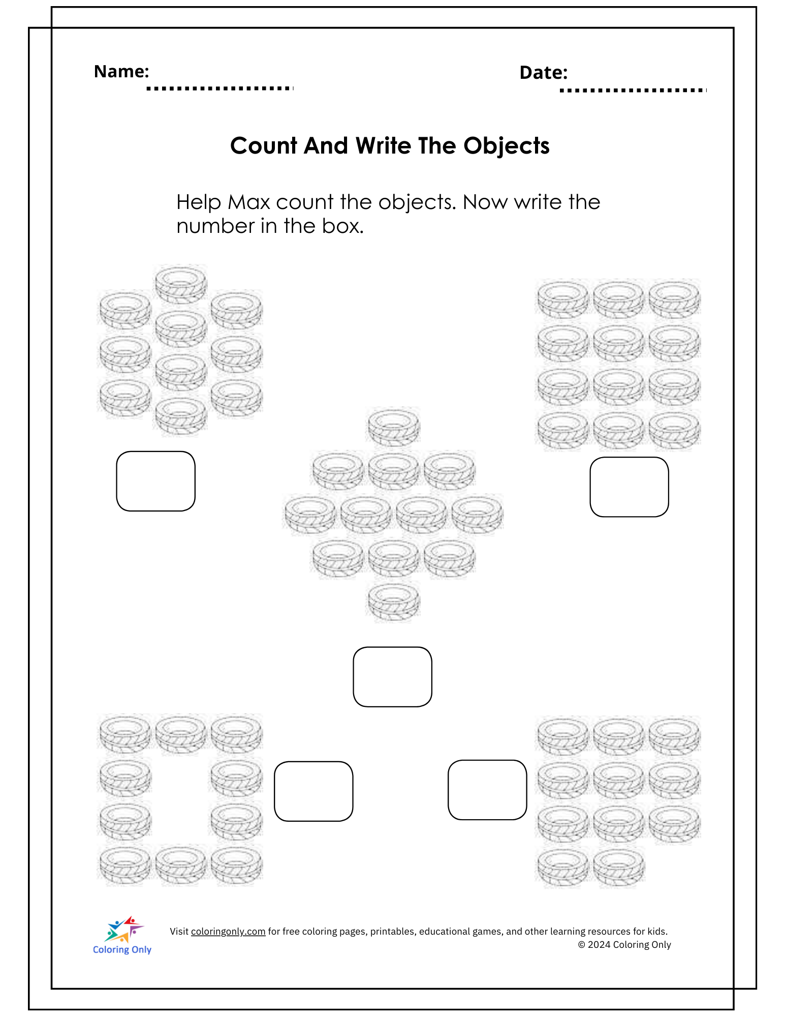 Count And Write The Objects Free Printable Worksheet