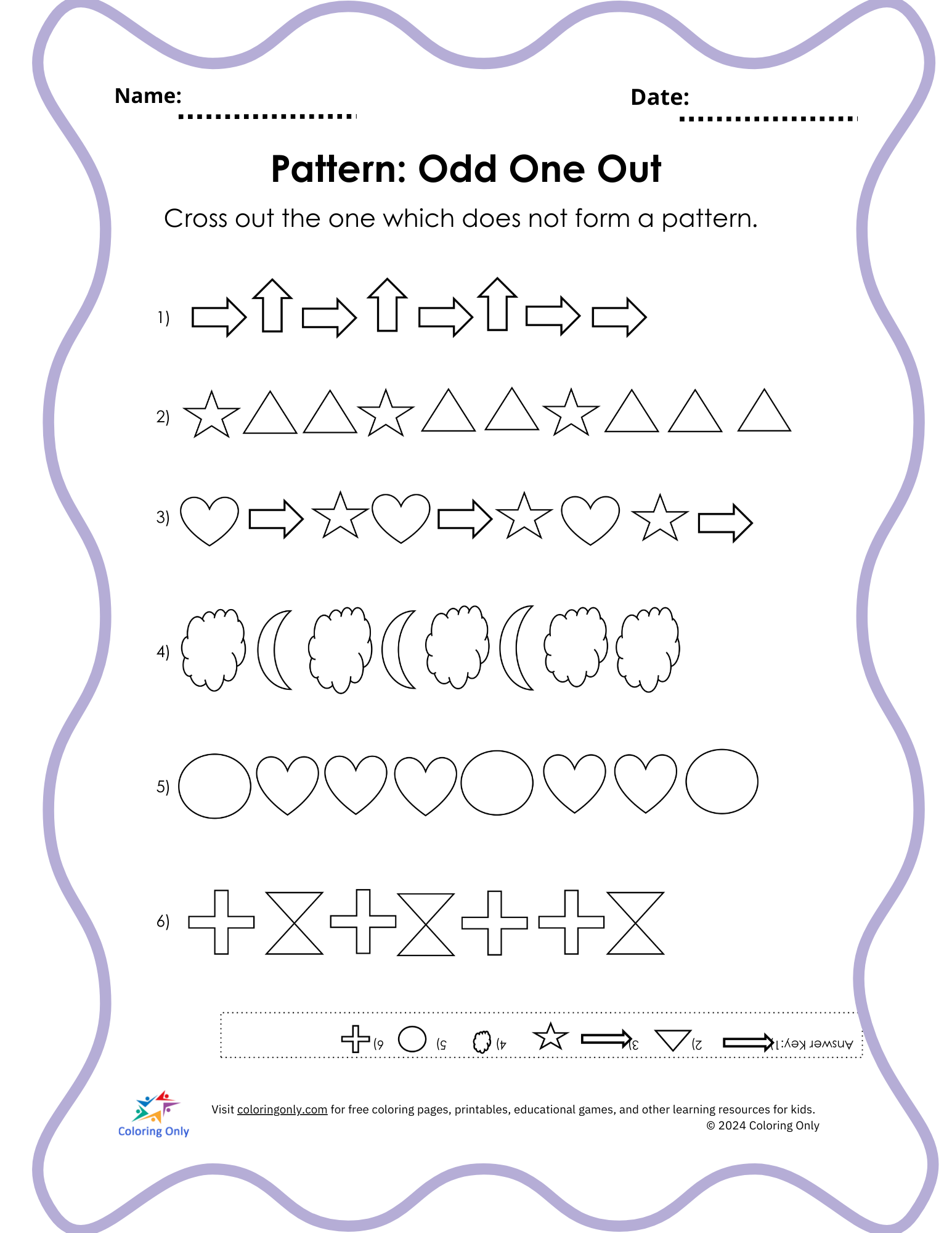 Pattern: Odd One Out Free Printable Worksheet