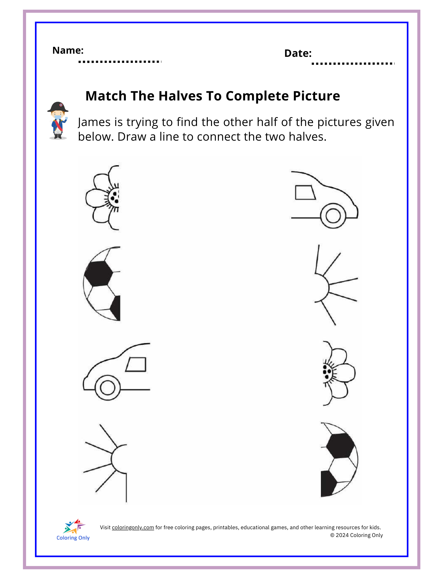 Match The Halves To Complete Picture Free Printable Worksheet