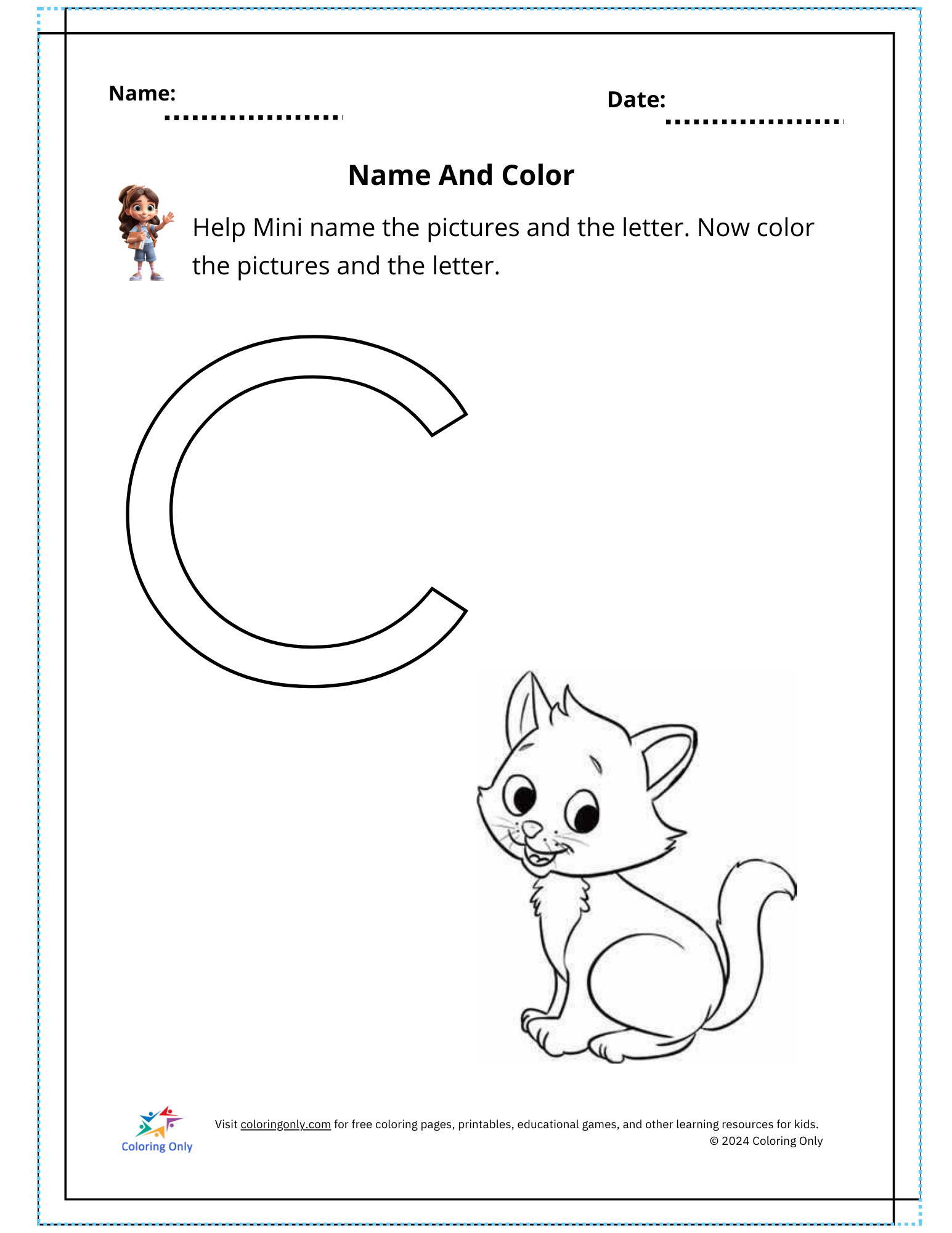 Name And Color Free Printable Worksheet