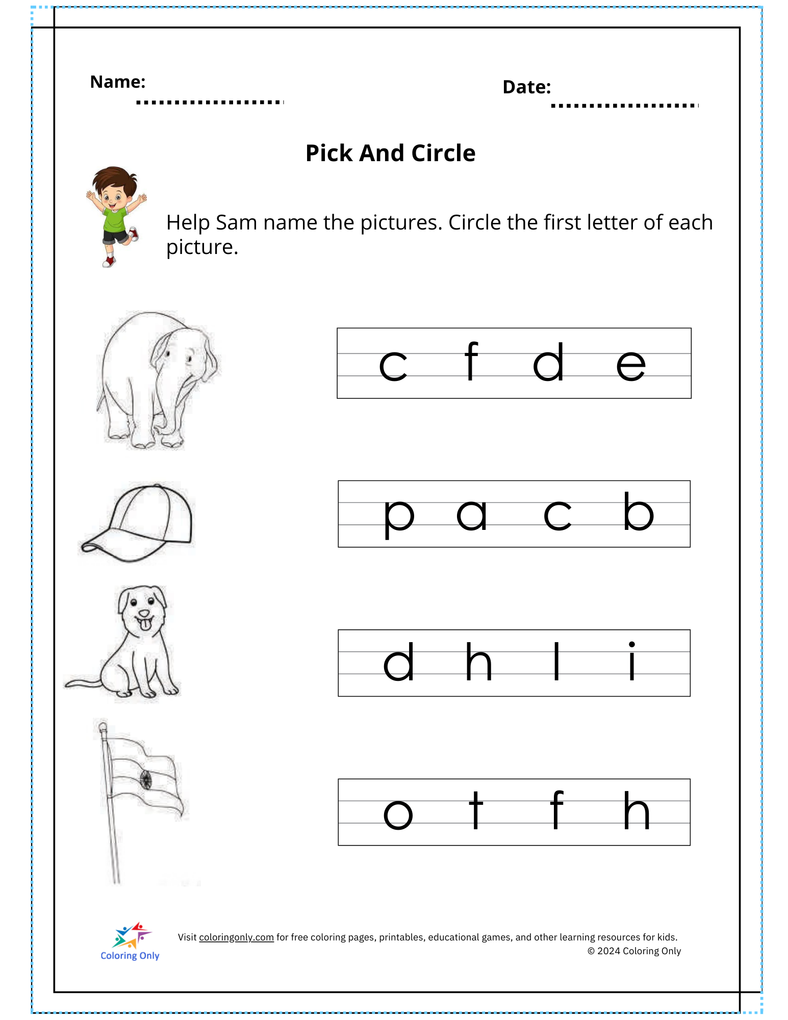 Pick And Circle Free Printable Worksheet