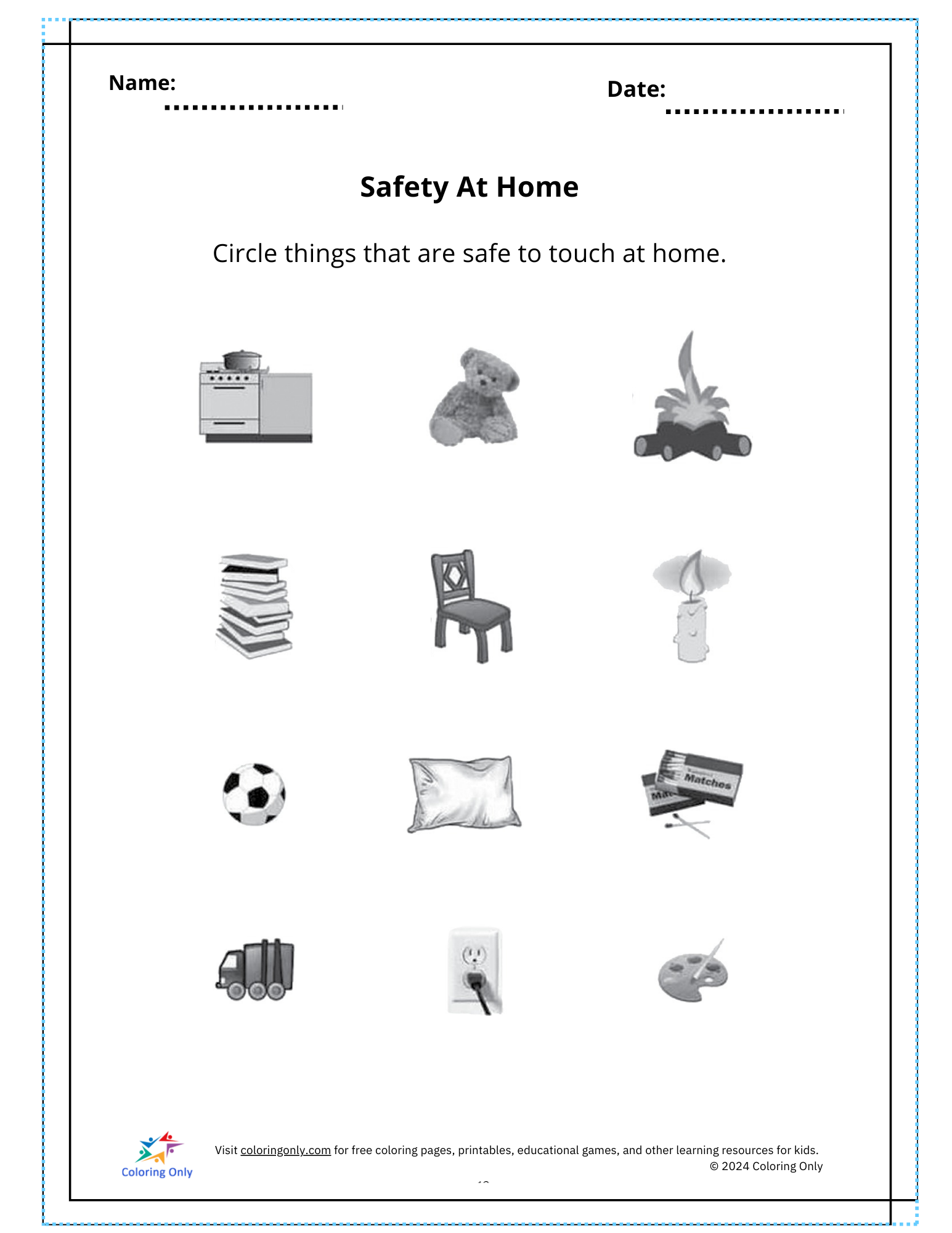 Safety At Home Free Printable Worksheet