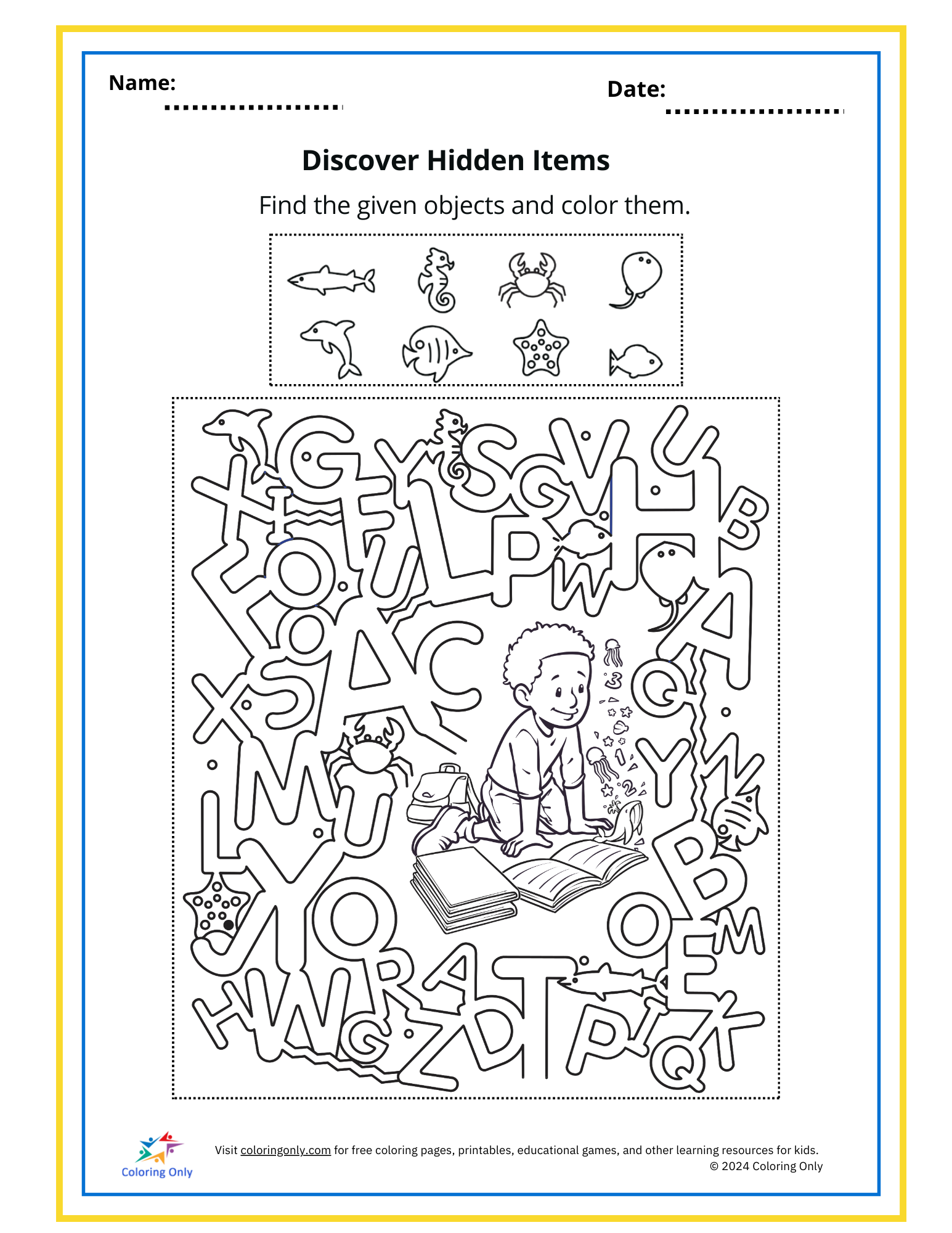 Discover Hidden Items Free Printable Worksheet