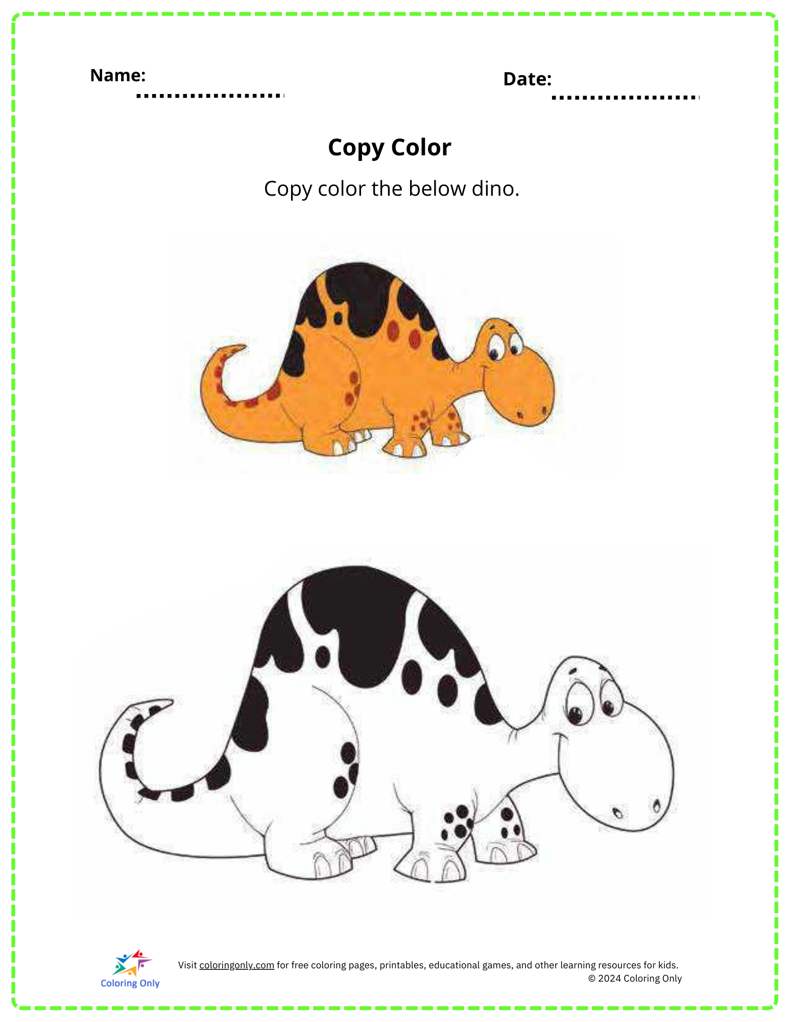 Copy Color Free Printable Worksheet